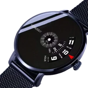 ساعة رجالية راقية بتقنية جديدة مقاومة للماء ورائعة ومتعددة الاستخدامات بحزام شبكي متين رياضي للشباب الطلاب، اختيار مثالي للهدايا