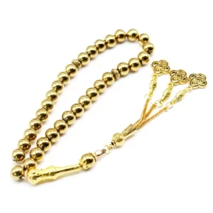 سبحة من الهيماتيت خرز إسلامي سوار عربي، مجوهرات خرز مدح على الطراز التركي للرجال لون ذهبي