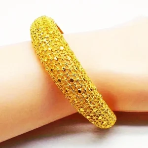 سوار فاخر مطلي بالذهب عيار 22 قيراط ذو لون ذهبي مكتنز للنساء وإكسسوارات الزينة